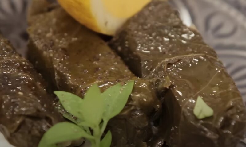 Kudzu leaves stuffed with rice